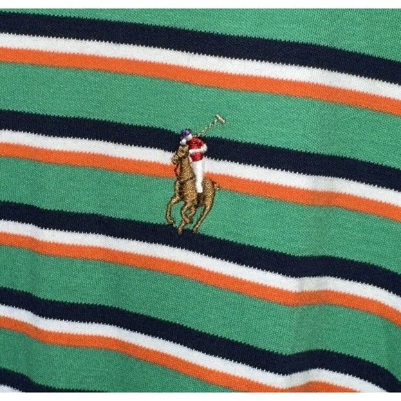 Polo Ralph Lauren Polo Shirt Pima Soft Touch XXL Green Striped 100% Cotton Golf - Picture 3 of 4
